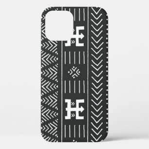 Funda Para iPhone 12 Arte tribal africano: blanco y negro geométrico