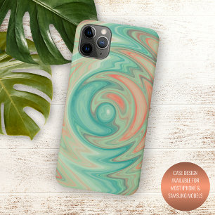 Funda Para iPhone 11 Pro Max Arte único de remolino de turquesa verde azul teñi