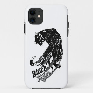 Funda Para iPhone 11 Arte vector de tigres negros con texto de tigre ne