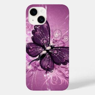 Funda Para iPhone 14 De Case-Mate arte vectorial de la mariposa púrpura