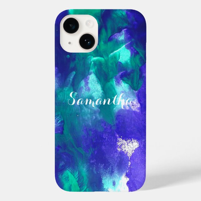 Funda De Case-Mate Para iPhone Arte Verde Y Púrpura (Reverso )