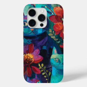 Funda Para iPhone 15 Pro Arte vintage de Van Gogh: gatos entre flores