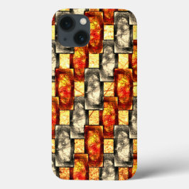 Funda Para iPhone 13 Articulaciones rectangulares talladas de color bei