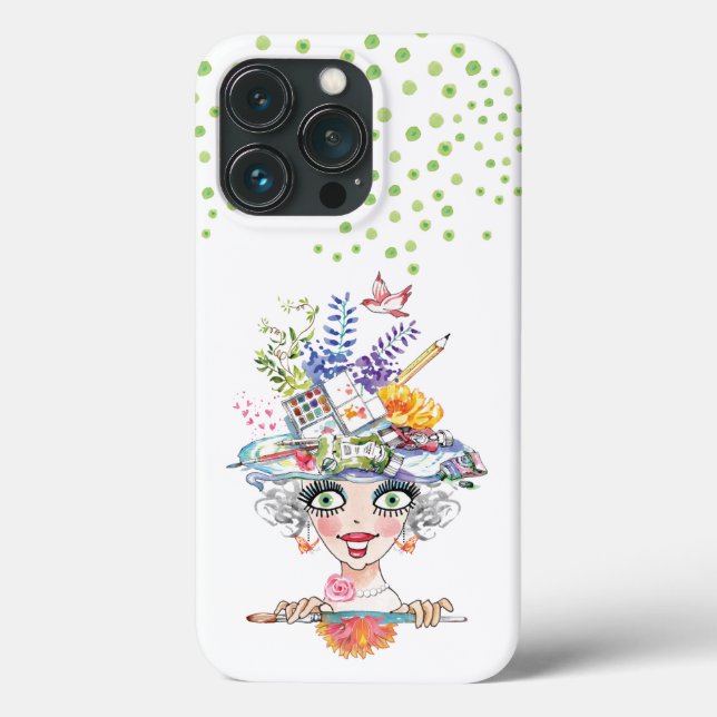 Funda De Case-Mate Para iPhone Artista Bonnet Babe Green Polkadots (Reverso )