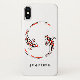 Funda Para iPhone X Artista de pescado Koi japonés negro y rojo