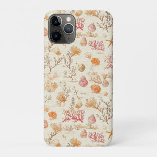 Funda Para iPhone 11 Pro Artístico Coral Marino Concha Terracota Marfil