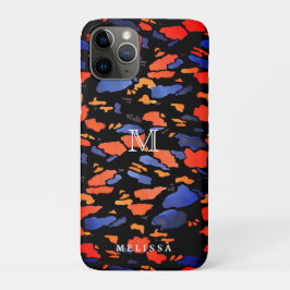 Funda Para iPhone 11 Pro Artsy Blue y Naranja | Monograma y estilo de su no