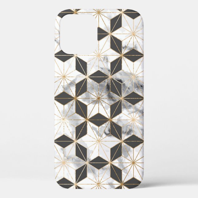 Funda De Case-Mate Para iPhone Asanoha japonesa: Patrón de mármol dorado. (Reverso )