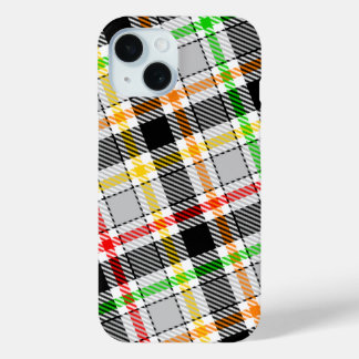 Funda Para iPhone 15 Ash Gray Black Multicolour Flannel Plaid Tartan
