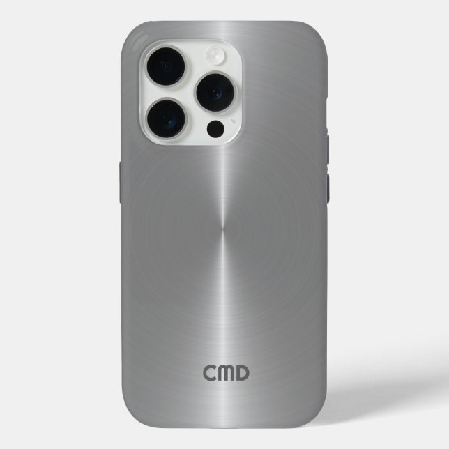 Funda De Case-Mate Para iPhone Aspecto de acero inoxidable de textura gris metáli (Reverso )