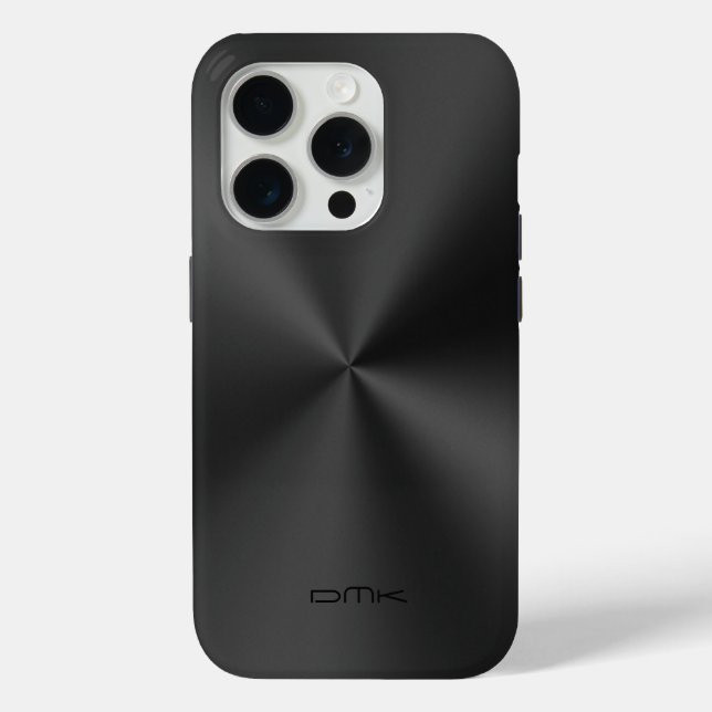 Funda De Case-Mate Para iPhone Aspecto de acero inoxidable negro brillante Monogr (Reverso )