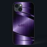 Funda Para iPhone 13 Aspecto de aluminio cepillado metálico brillante p<br><div class="desc">Luminoso aspecto de aluminio malva metálico cepillado brillante. Personalizado y monograma opcional. Diseño masculino de Guay. Disponible en otros productos</div>