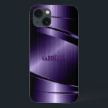 Funda Para iPhone 13 Aspecto de aluminio cepillado metálico brillante p<br><div class="desc">Luminoso aspecto de aluminio malva metálico cepillado brillante. Personalizado y monograma opcional. Diseño masculino de Guay. Disponible en otros productos</div>