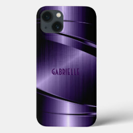 Funda Para iPhone 13 Aspecto de aluminio cepillado metálico brillante p