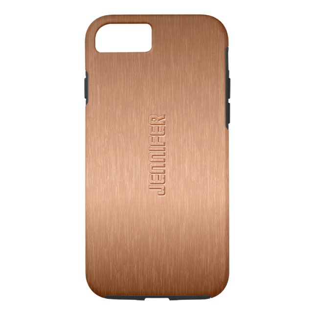 Funda De Case-Mate Para iPhone Aspecto de aluminio cepillado metálico de cobre ma (Reverso)