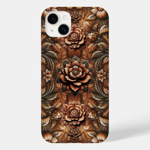 Funda Para iPhone 14 Plus De Case-Mate Aspecto de Cuero Falso Floral Vintage Repujado