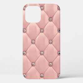 Funda Para iPhone 12 Aspecto de cuero satinado elegante rosado Rubor