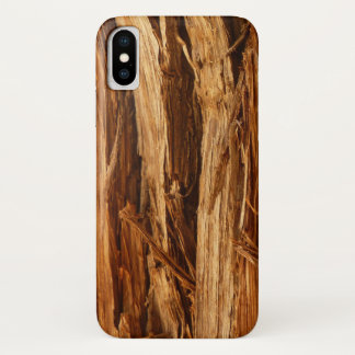 Funda Para iPhone X Aspecto de la corteza de madera con textura de ced