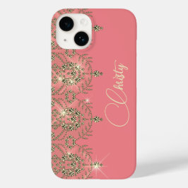 Funda Para iPhone 14 De Case-Mate Aspecto elegante del encaje dorado de melocotón ro