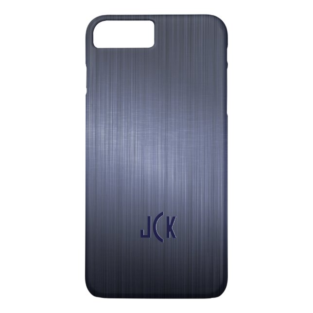 Funda De Case-Mate Para iPhone Aspecto metálico de aluminio cepillado azul oscuro (Reverso)