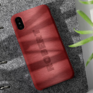 Funda Para iPhone XR Aspecto metálico de aluminio cepillado rojo
