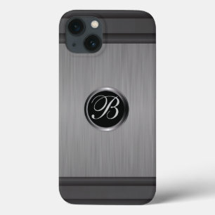 Funda Para iPhone 13 Aspecto metálico del acero negro masculino