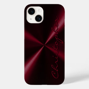 Funda Para iPhone 14 De Case-Mate Aspecto metálico radial personalizado - rojo oscur