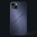 Funda Para iPhone 13 Aspecto Metalizado de aluminio cepillado azul oscu<br><div class="desc">Patrón de aspecto metalizado de aluminio azul turbio oscuro. Personalizado y monograma opcional. El diseño está disponible en otros productos y se puede solicitar en cualquier producto que ofrecemos en Zazzle.</div>