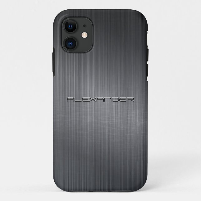 Funda De Case-Mate Para iPhone Aspecto Metalizado de aluminio cepillado gris oscu (Reverso)