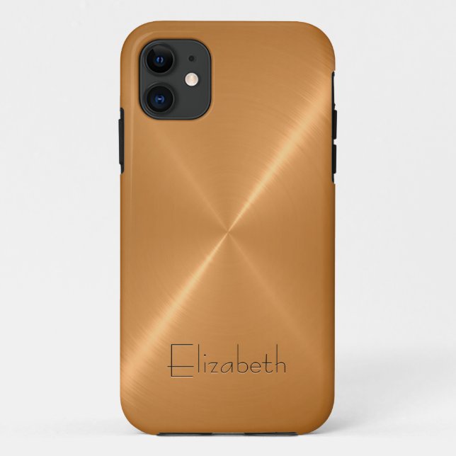 Funda De Case-Mate Para iPhone Aspecto Metalizado del acero inoxidable dorado (Reverso)
