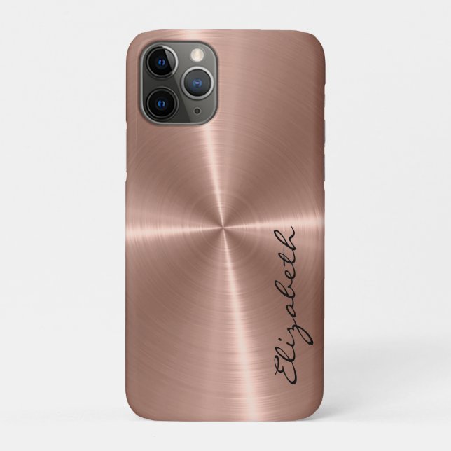 Funda De Case-Mate Para iPhone Aspecto Metalizado del acero inoxidable en bronce (Reverso)
