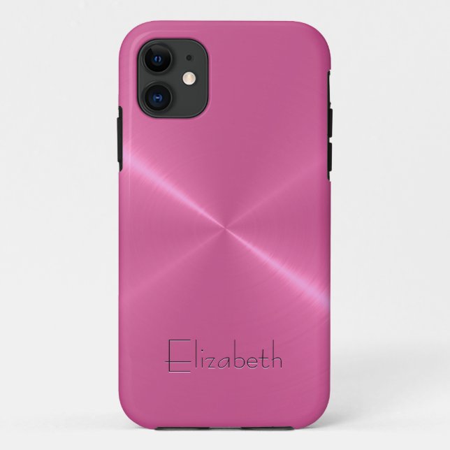 Funda De Case-Mate Para iPhone Aspecto Metalizado del acero inoxidable rosa (Reverso)