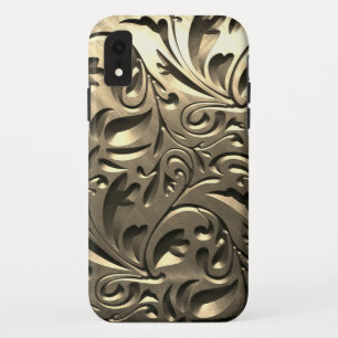 Funda Para iPhone XR Aspecto metalizado elegante dorado abstracto