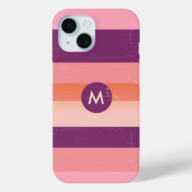 Funda De Case-Mate Para iPhone Aspecto retro franjas monográficas de caramelos (Reverso )