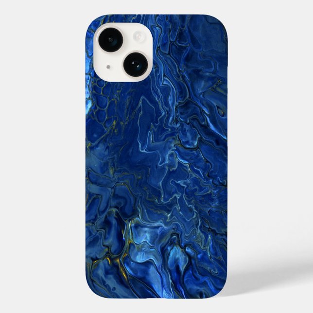 Funda De Case-Mate Para iPhone Astración acrílica de mármol de oro azul de la mar (Reverso )
