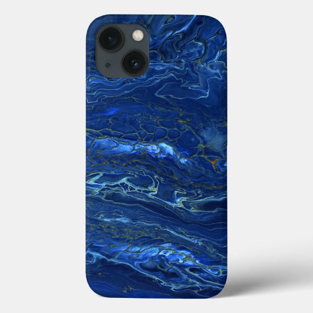 Funda De Case-Mate Para iPhone Astración acrílica de mármol de oro azul de la mar (Reverso)