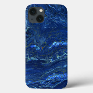 Funda Para iPhone 13 Astración acrílica de mármol de oro azul de la mar