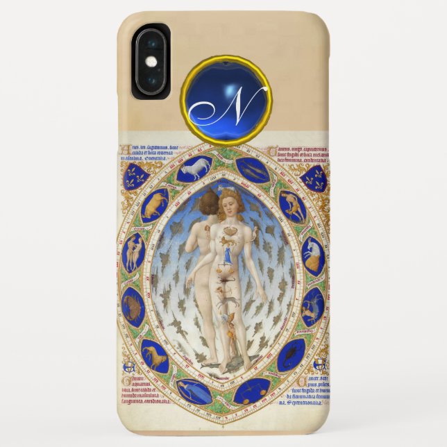 FUNDA DE Case-Mate PARA iPhone ASTROLOGÍA ANTIGUA, RÓTULOS ZODIACALES GEM AZUL MO (Reverso)