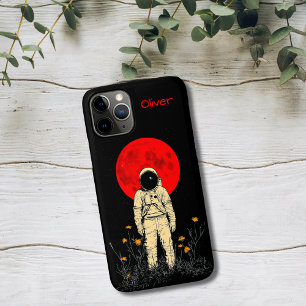 Funda Para iPhone 11 Pro Astronauta bajo la luna roja