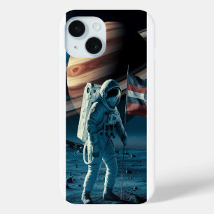 Funda Para iPhone 15 Astronauta colocando una bandera en estuche de tel