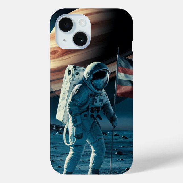Funda De Case-Mate Para iPhone Astronauta colocando una bandera en estuche de tel (Reverso )