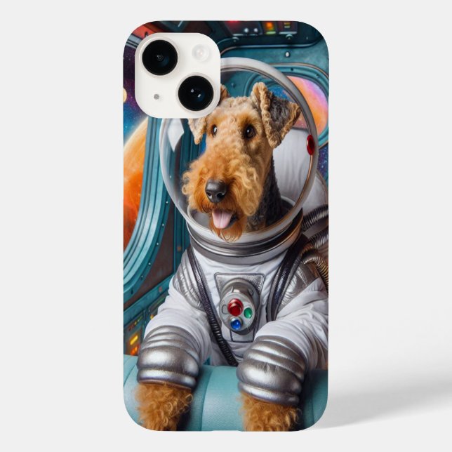 Funda De Case-Mate Para iPhone Astronauta de Airedale Terrier (Reverso )