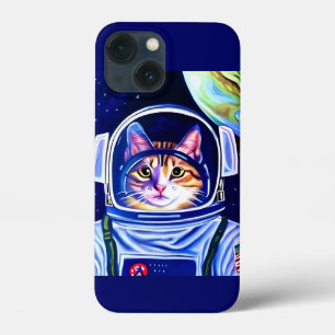 Funda Para iPhone 13 Mini Astronauta de gato en el espacio