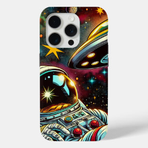 Funda Para iPhone 15 Pro Astronauta flotando en el espacio con un arte de O