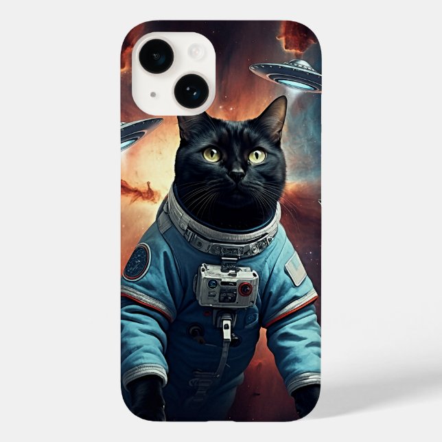 Funda De Case-Mate Para iPhone Astronauta gata galáctica (Reverso )
