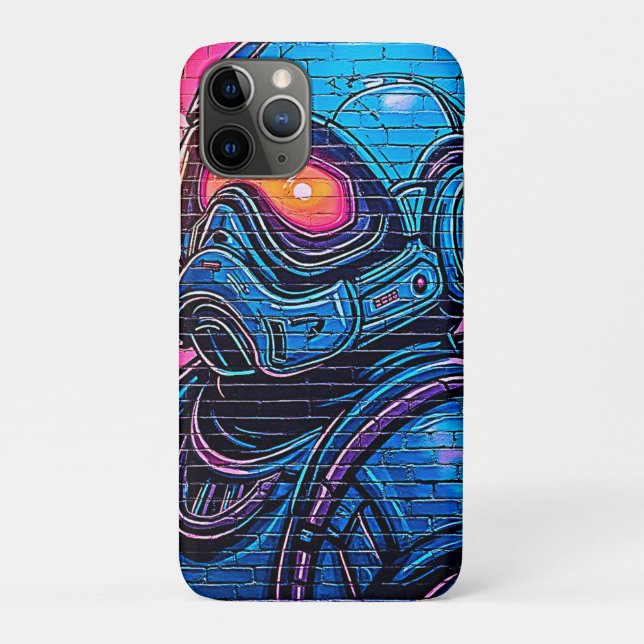Funda De Case-Mate Para iPhone Astronauta Neon Cyberpunk (Reverso)