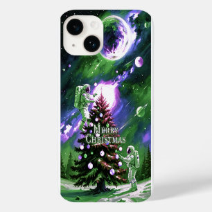 Funda Para iPhone 14 De Case-Mate Astronautas decoran árbol de Navidad en el espacio
