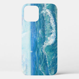 Funda Para iPhone 12 Ataque de verano, olas azules, pintura acrílica.