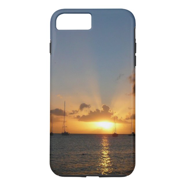 Funda De Case-Mate Para iPhone Atardecer con veleros paisaje tropical foto (Reverso)
