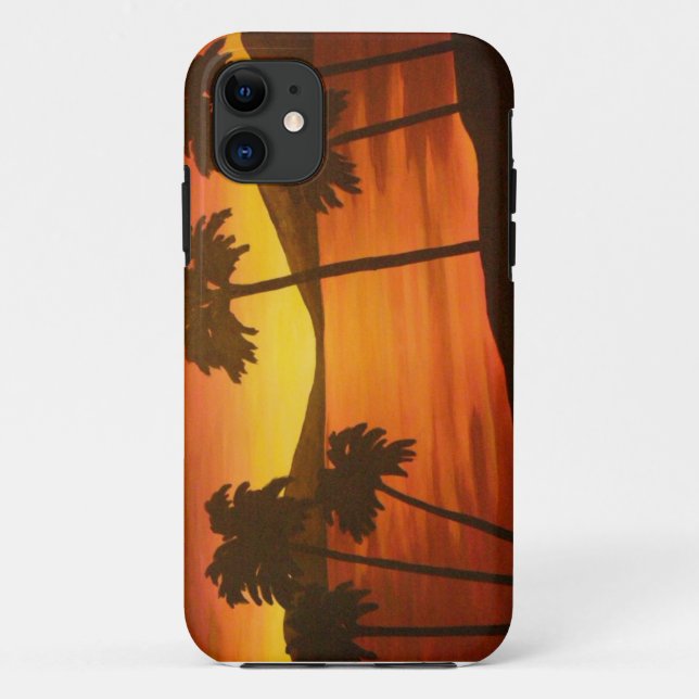 Funda De Case-Mate Para iPhone Atardecer de palmeras tropicales (Reverso)
